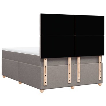 vidaXL Κρεβάτι Boxspring με Στρώμα Taupe 160x200cm Υφασμάτινο 1 τεμ. - Διπλό