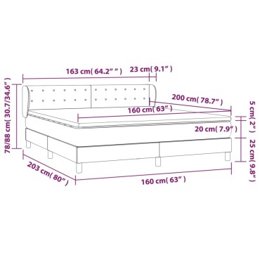 vidaXL Κρεβάτι Boxspring με Στρώμα Κρεμ 160x200 εκ. Υφασμάτινο