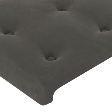 vidaXL Κρεβάτι Boxspring με Στρώμα & LED Σκ. Γκρι 80x200 εκ. Βελούδινο