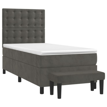 vidaXL Κρεβάτι Boxspring με Στρώμα Σκούρο Γκρι 80x200 εκ. Βελούδινο