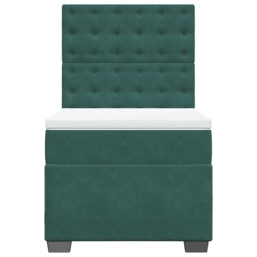 vidaXL Κρεβάτι Boxspring με Στρώμα Σκούρο Πράσινο 80x200 εκ. Βελούδινο