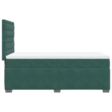 vidaXL Κρεβάτι Boxspring με Στρώμα Σκούρο Πράσινο 80x200 εκ. Βελούδινο