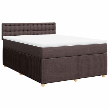 vidaXL Κρεβάτι Boxspring με Στρώμα Σκούρο Καφέ 160x200 εκ Υφασμάτινο