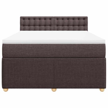 vidaXL Κρεβάτι Boxspring με Στρώμα Σκούρο Καφέ 160x200 εκ Υφασμάτινο