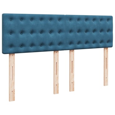 vidaXL Κρεβάτι Boxspring με Στρώμα Μπλε 160x200cm Βελούδινο 1 τεμ. - Διπλό
