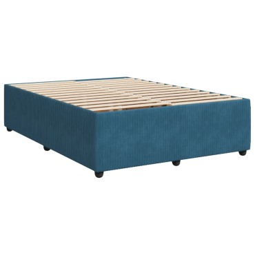 vidaXL Κρεβάτι Boxspring με Στρώμα Μπλε 160x200cm Βελούδινο 1 τεμ. - Διπλό