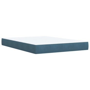 vidaXL Κρεβάτι Boxspring με Στρώμα Μπλε 160x200cm Βελούδινο 1 τεμ. - Διπλό