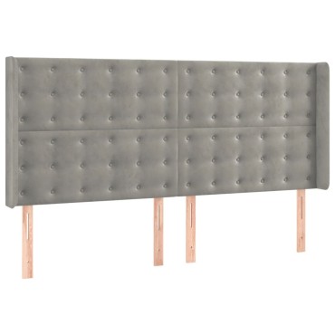 vidaXL Κρεβάτι Boxspring με Στρώμα & LED Αν.Γκρι 160x200 εκ. Βελούδινο