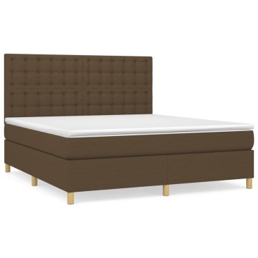 vidaXL Κρεβάτι Boxspring με Στρώμα Σκούρο Καφέ 160x200 εκ Υφασμάτινο