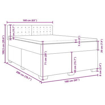 vidaXL Κρεβάτι Boxspring με Στρώμα Μπλε 160x200 εκ. Βελούδινο