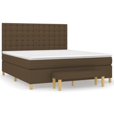 vidaXL Κρεβάτι Boxspring με Στρώμα Σκούρο Καφέ 160x200 εκ Υφασμάτινο