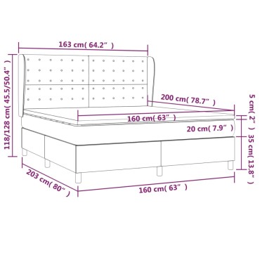 vidaXL Κρεβάτι Boxspring με Στρώμα Σκούρο Μπλε 160x200 εκ. Βελούδινο