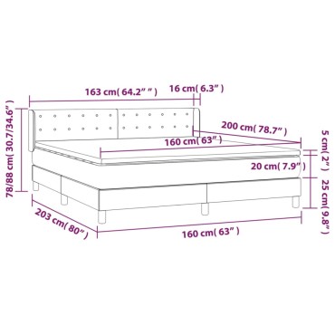 vidaXL Κρεβάτι Boxspring με Στρώμα Σκούρο Πράσινο 160x200εκ. Βελούδινο