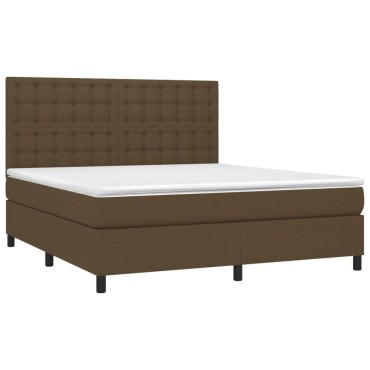 vidaXL Κρεβάτι Boxspring με Στρώμα Σκούρο Καφέ 160x200 εκ Υφασμάτινο