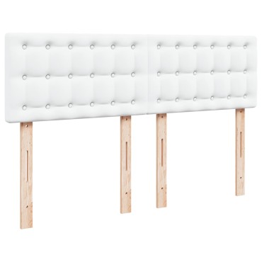 vidaXL Κρεβάτι Boxspring με Στρώμα Λευκό 160x200εκ.από Συνθετικό Δέρμα