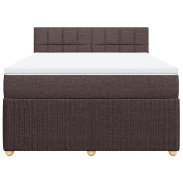 vidaXL Κρεβάτι Boxspring με Στρώμα Σκούρο Καφέ 140x200 εκ Υφασμάτινο