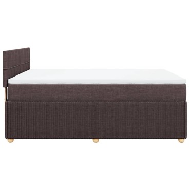 vidaXL Κρεβάτι Boxspring με Στρώμα Σκούρο Καφέ 140x200 εκ Υφασμάτινο