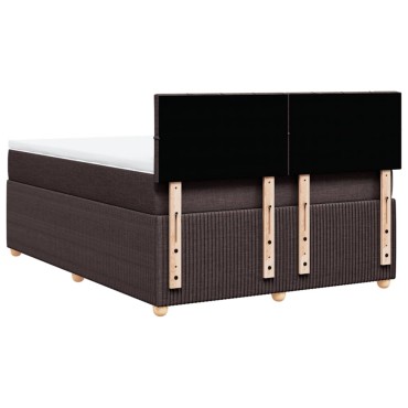 vidaXL Κρεβάτι Boxspring με Στρώμα Σκούρο Καφέ 140x200 εκ Υφασμάτινο