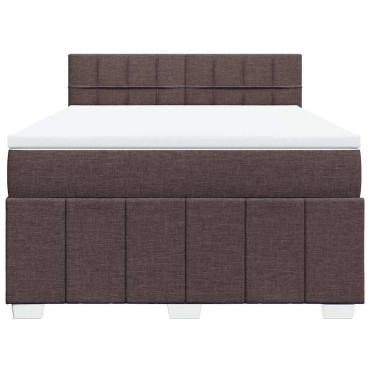 vidaXL Κρεβάτι Boxspring με Στρώμα Σκούρο Καφέ 140x200 εκ Υφασμάτινο