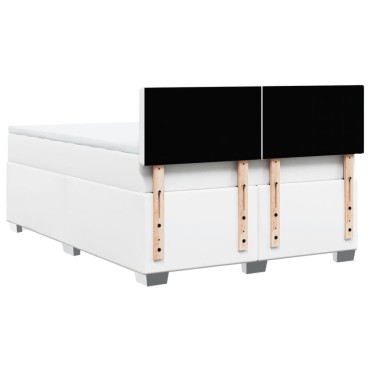 vidaXL Κρεβάτι Boxspring με Στρώμα Λευκό 160x200εκ.από Συνθετικό Δέρμα