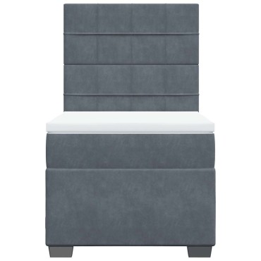 vidaXL Κρεβάτι Boxspring με Στρώμα Σκούρο Γκρι 80x200 εκ. Βελούδινο