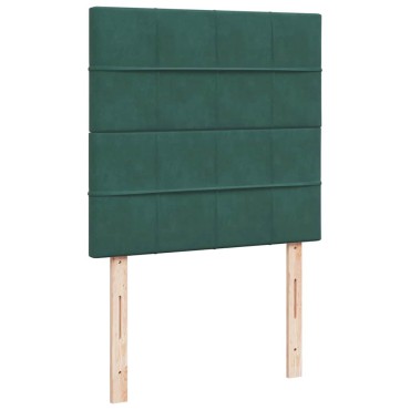 vidaXL Κρεβάτι Boxspring με Στρώμα Σκούρο Πράσινο 90x190 εκ. Βελούδινο