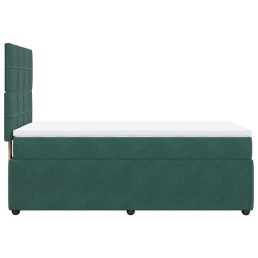 vidaXL Κρεβάτι Boxspring με Στρώμα Σκούρο Πράσινο 90x190 εκ. Βελούδινο