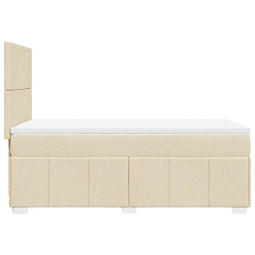 vidaXL Κρεβάτι Boxspring με Στρώμα Κρεμ 90x190 εκ.Υφασμάτινο