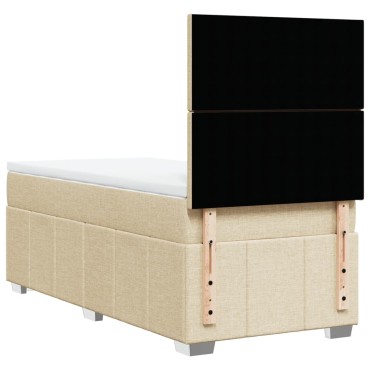 vidaXL Κρεβάτι Boxspring με Στρώμα Κρεμ 90x190 εκ.Υφασμάτινο