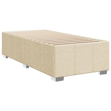 vidaXL Κρεβάτι Boxspring με Στρώμα Κρεμ 90x190 εκ.Υφασμάτινο