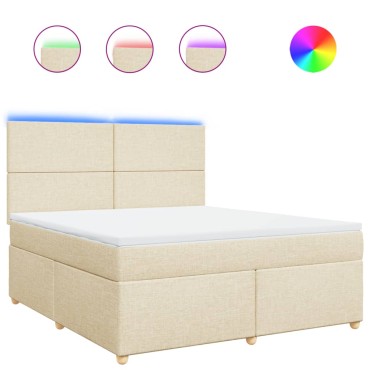 vidaXL Κρεβάτι Boxspring με Στρώμα Κρεμ 180x200 εκ. Υφασμάτινο