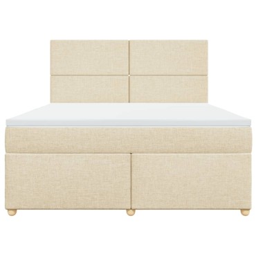 vidaXL Κρεβάτι Boxspring με Στρώμα Κρεμ 180x200 εκ. Υφασμάτινο