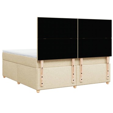 vidaXL Κρεβάτι Boxspring με Στρώμα Κρεμ 180x200 εκ. Υφασμάτινο