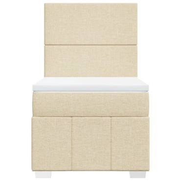 vidaXL Κρεβάτι Boxspring με Στρώμα Κρεμ 90x190 εκ.Υφασμάτινο