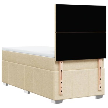 vidaXL Κρεβάτι Boxspring με Στρώμα Κρεμ 90x190 εκ.Υφασμάτινο
