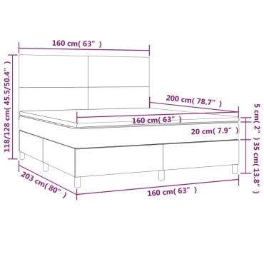 vidaXL Κρεβάτι Boxspring με Στρώμα Σκούρο Μπλε 160x200 εκ. Βελούδινο