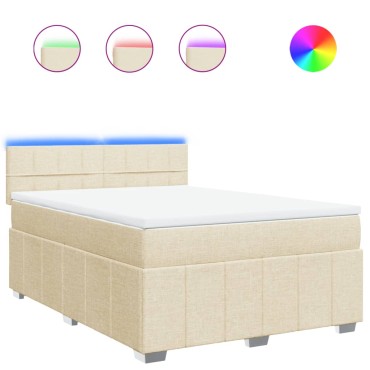vidaXL Κρεβάτι Boxspring με Στρώμα Κρεμ 160x200 εκ. Υφασμάτινο