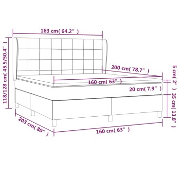 vidaXL Κρεβάτι Boxspring με Στρώμα Σκούρο Μπλε 160x200 εκ. Βελούδινο