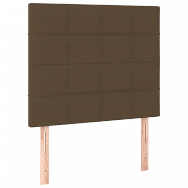 vidaXL Κρεβάτι Boxspring με Στρώμα Σκούρο Καφέ 90x200 εκ. Υφασμάτινο
