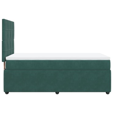 vidaXL Κρεβάτι Boxspring με Στρώμα Σκούρο Πράσινο 90x190 εκ. Βελούδινο