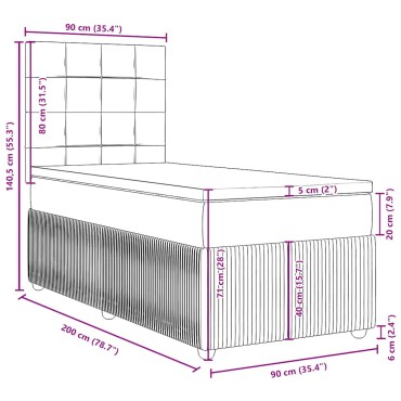vidaXL Κρεβάτι Boxspring με Στρώμα Σκούρο Πράσινο 90x200 εκ. Βελούδινο