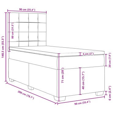 vidaXL Κρεβάτι Boxspring με Στρώμα Σκούρο Πράσινο 90x200 εκ. Βελούδινο