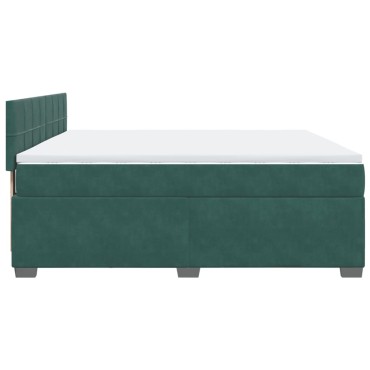 vidaXL Κρεβάτι Boxspring με Στρώμα Σκούρο Πράσινο 180x200εκ. Βελούδινο
