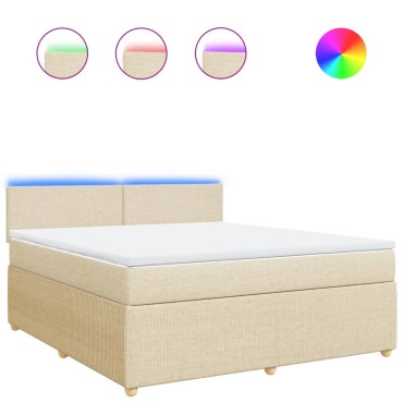 vidaXL Κρεβάτι Boxspring με Στρώμα Κρεμ 180x200 εκ. Υφασμάτινο