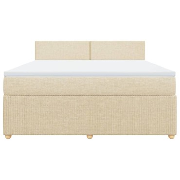 vidaXL Κρεβάτι Boxspring με Στρώμα Κρεμ 180x200 εκ. Υφασμάτινο