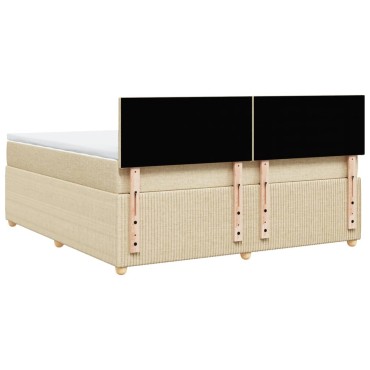vidaXL Κρεβάτι Boxspring με Στρώμα Κρεμ 180x200 εκ. Υφασμάτινο