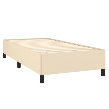 vidaXL Κρεβάτι Boxspring με Στρώμα Κρεμ 90x190 εκ.Υφασμάτινο