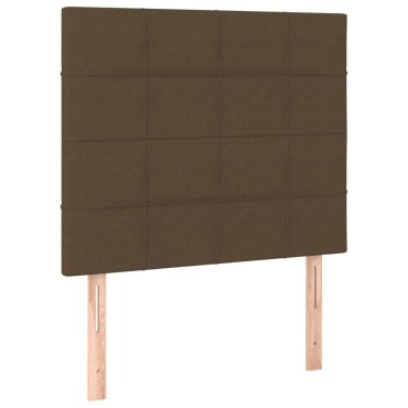 vidaXL Κρεβάτι Boxspring με Στρώμα Σκούρο Καφέ 90x200 εκ. Υφασμάτινο