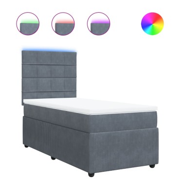 vidaXL Κρεβάτι Boxspring με Στρώμα Σκούρο Γκρι 80x200 εκ. Βελούδινο