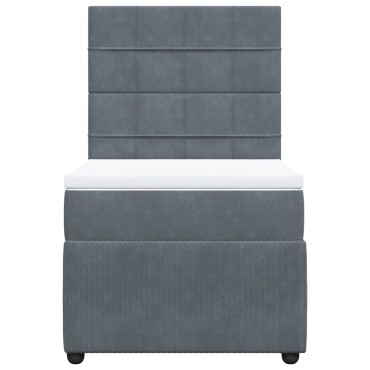 vidaXL Κρεβάτι Boxspring με Στρώμα Σκούρο Γκρι 80x200 εκ. Βελούδινο